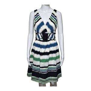BcbgMaxazria Blue/green striped sleeveless fit and flare Dress Size  Small